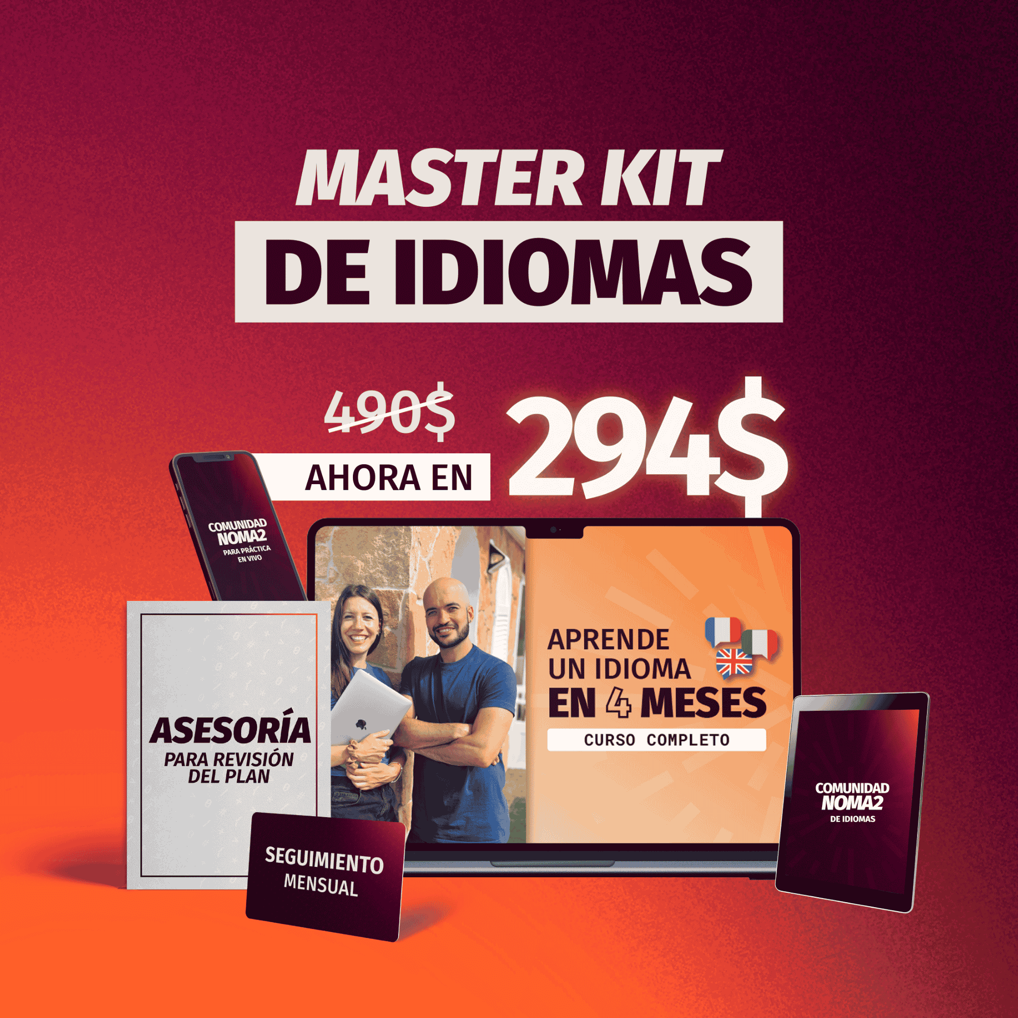 Master kit aprende un idioma en 4 meses