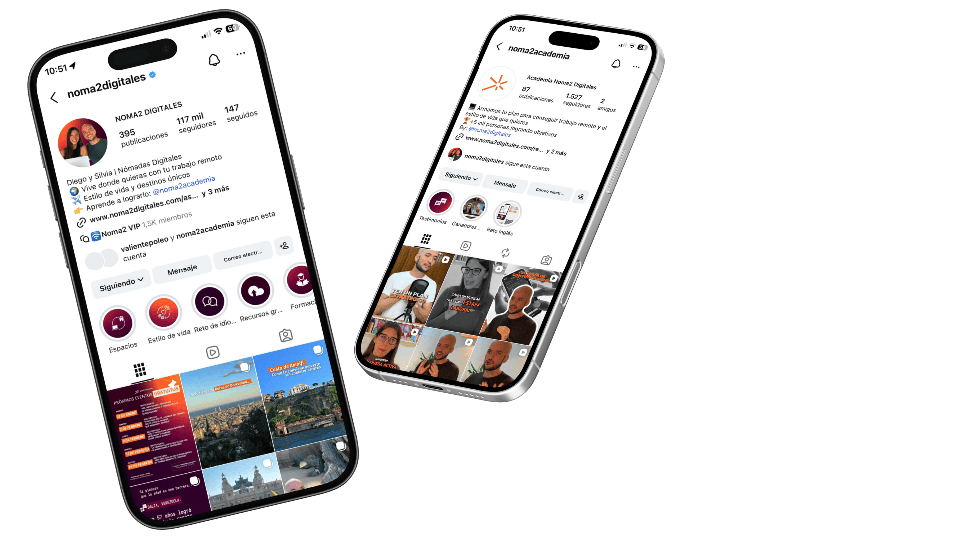 Feed e Historia de Instagram de @noma2digitales