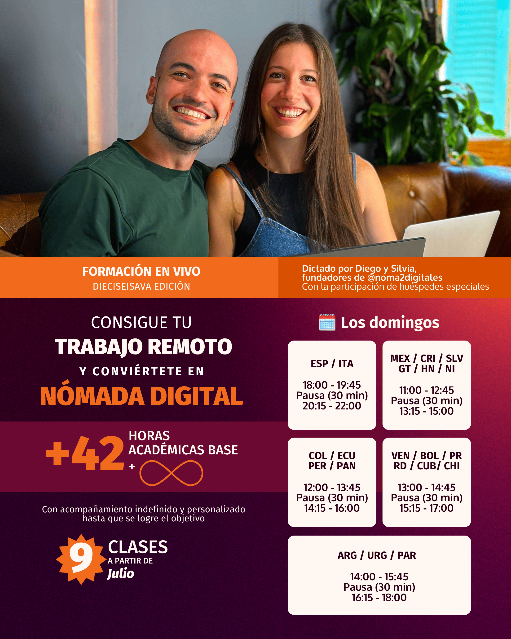 Flyer Formación en vivo consigue tu trabajo remoto y conviertete en nomada digital