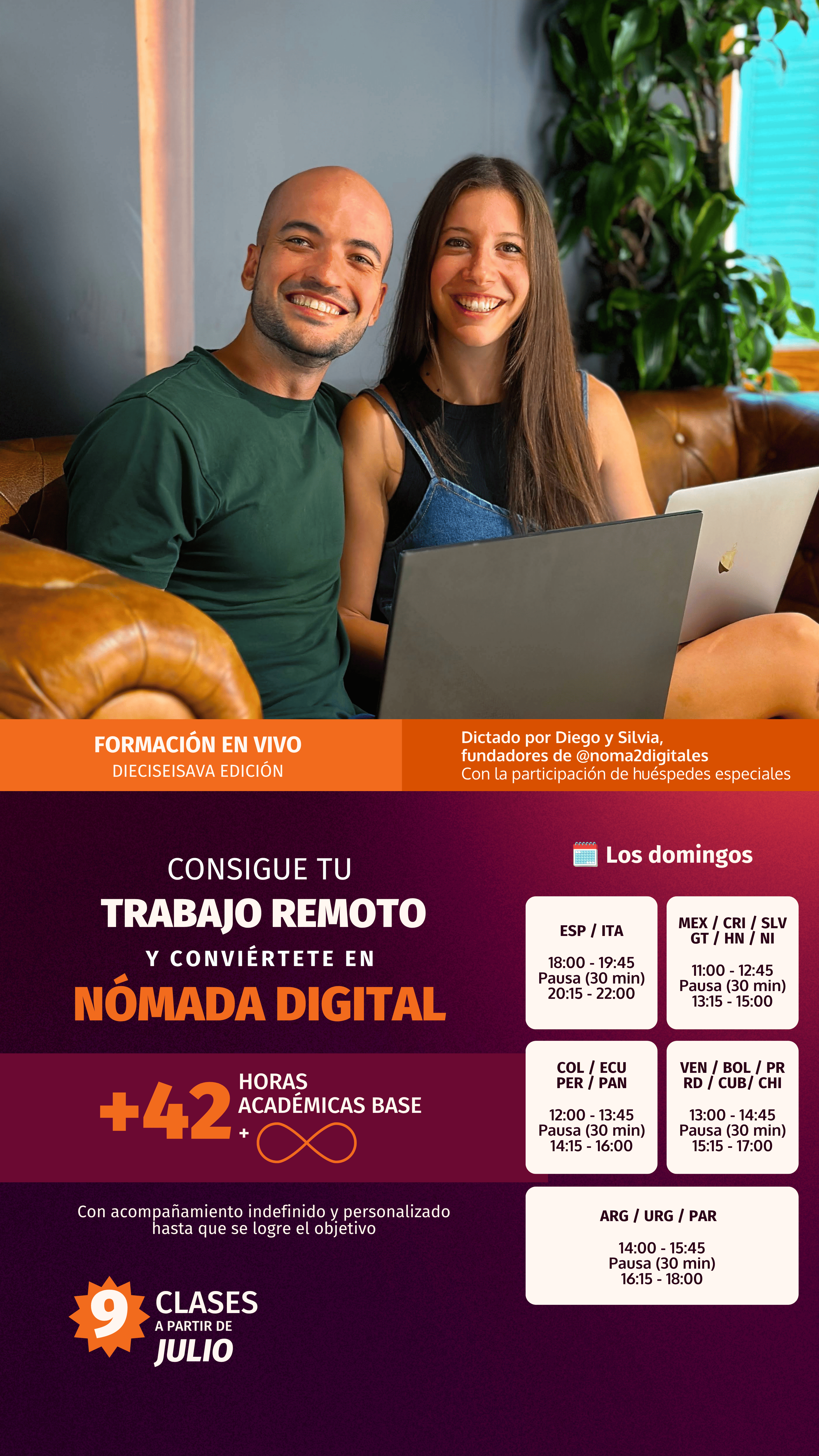 Flyer Formación en vivo consigue tu trabajo remoto y conviertete en nomada digital