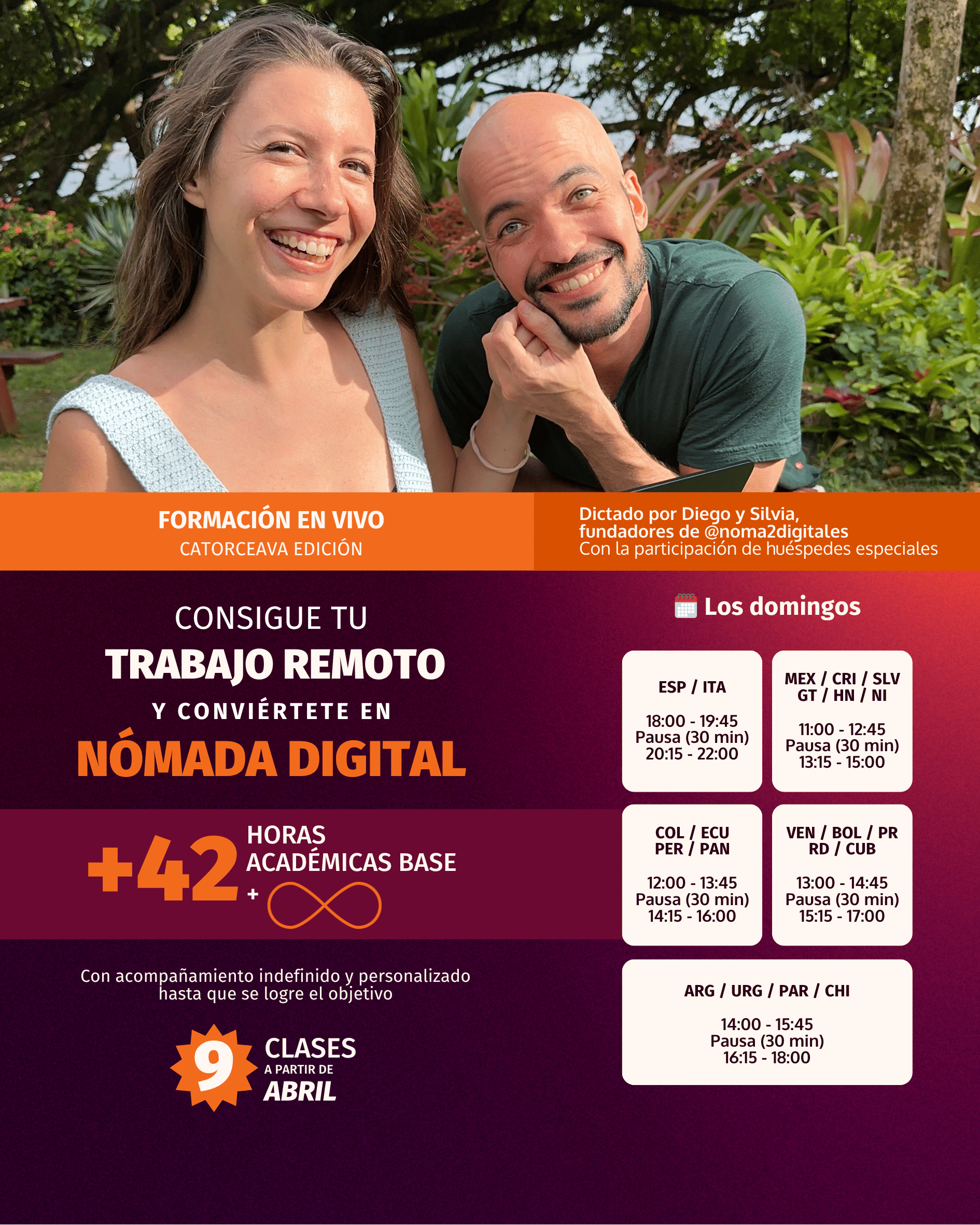 Flyer Formación en vivo consigue tu trabajo remoto y conviertete en nomada digital