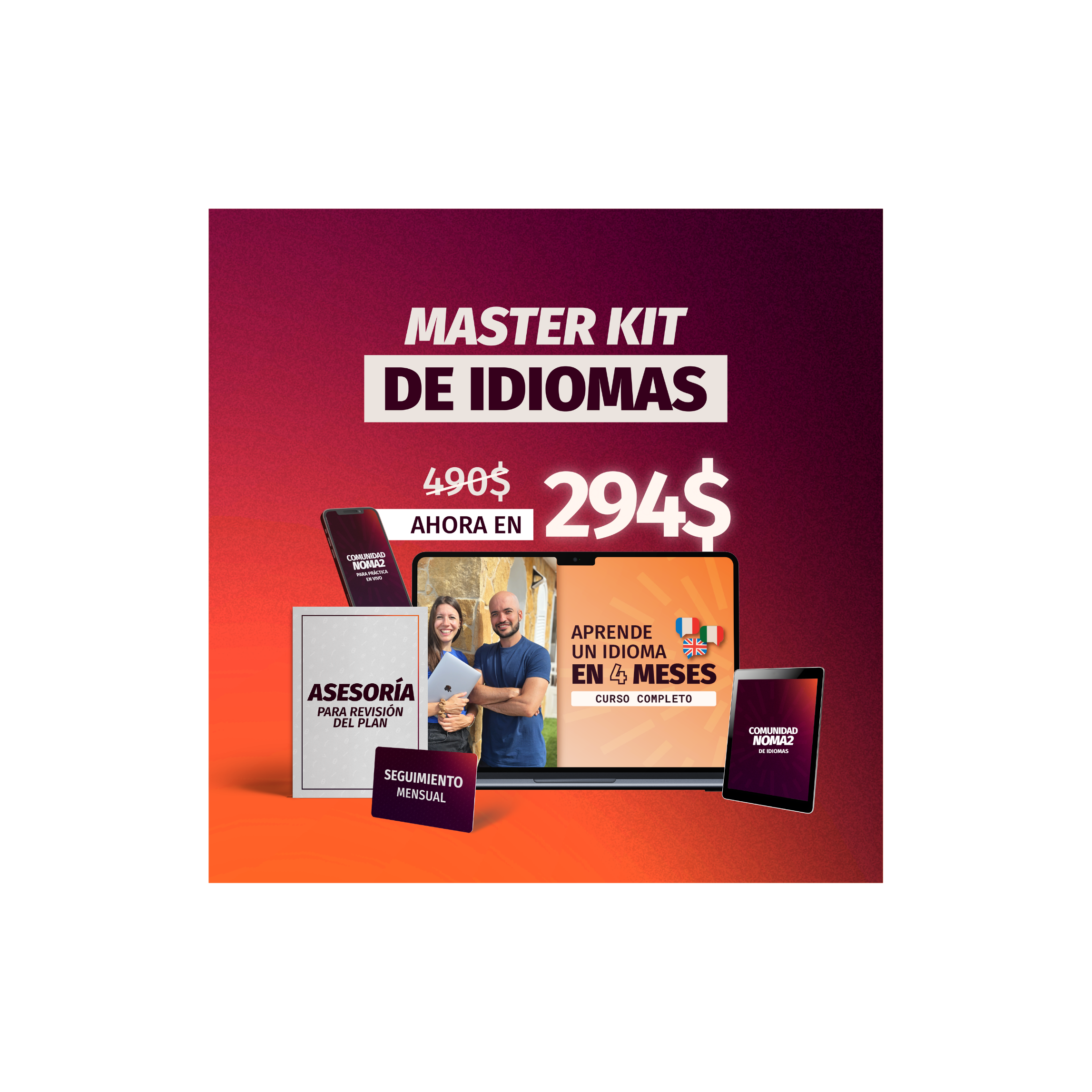 Master kit aprende un idioma en 4 meses