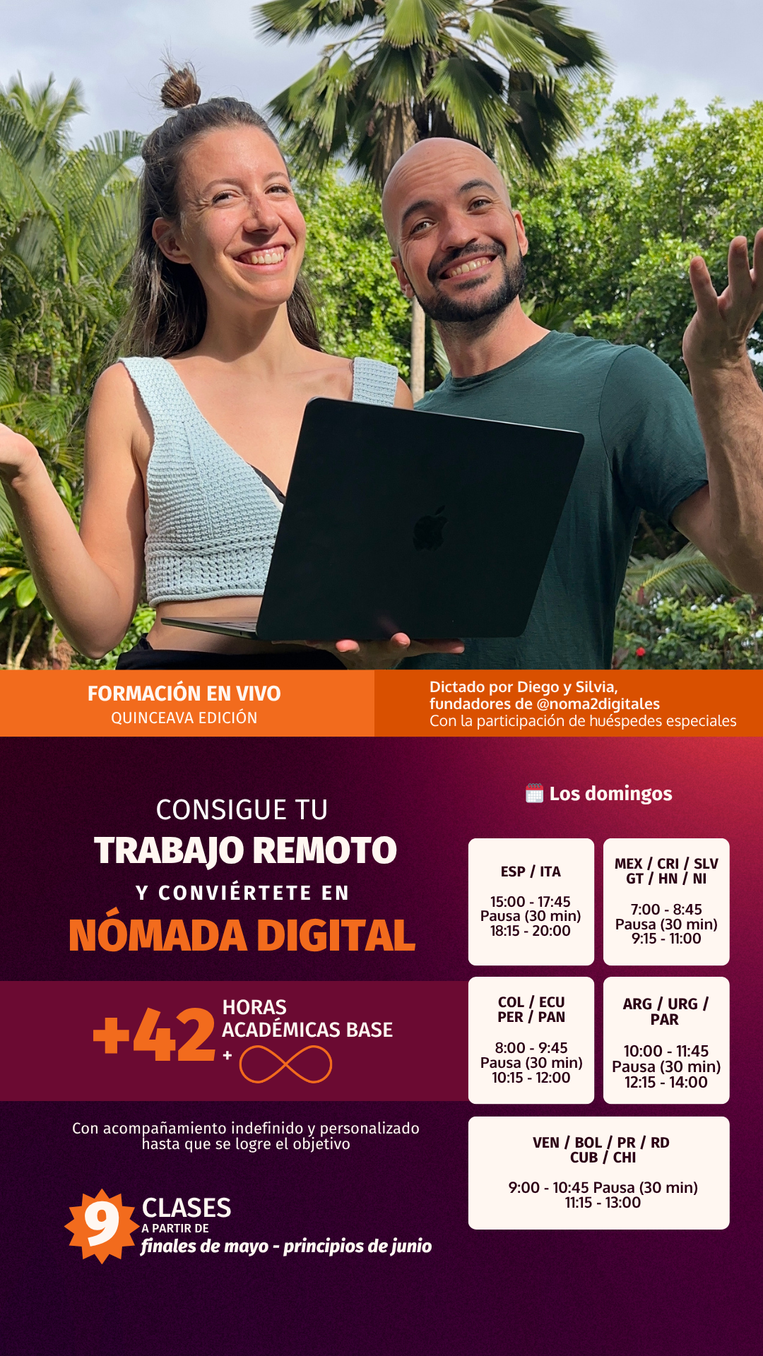 Flyer Formación en vivo consigue tu trabajo remoto y conviertete en nomada digital