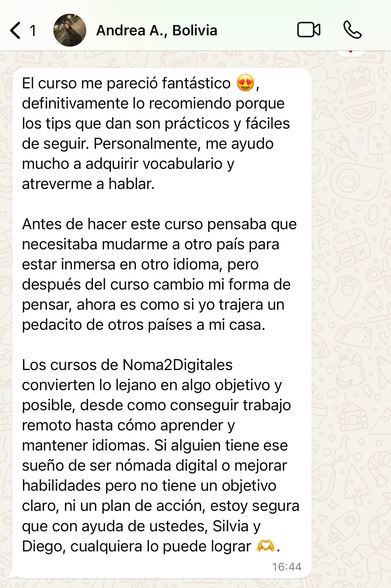 Testimonio Andrea Bolivia
