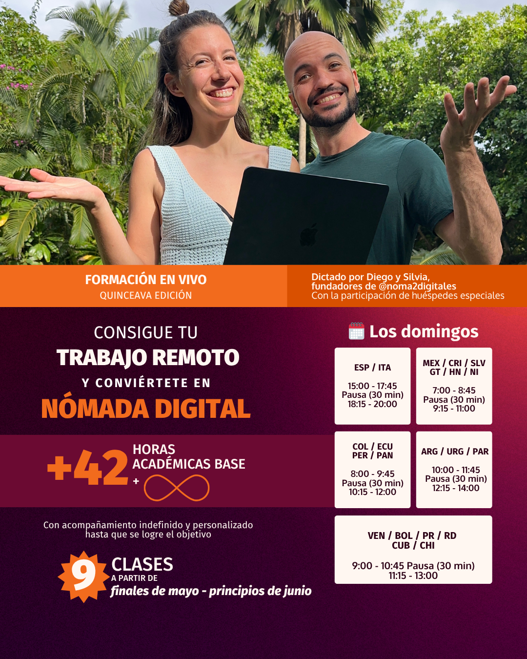 Flyer Formación en vivo consigue tu trabajo remoto y conviertete en nomada digital